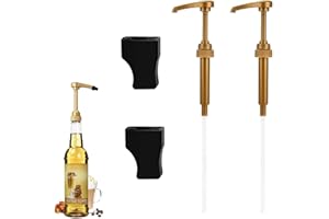 YIMEIZHIGUANG 2-Pcs Universal Syrup Pump Dispenser & 2 Tip Covers for Coffee & Cocktail Bottles - Easy-Clean Durable Liquid Pump Fits 750ml/1 Litre Bottles (Torani, DaVinci,Monin) - Barista & Kitchen Accessories