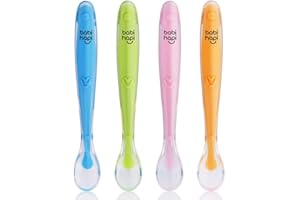 BABI HAPI Baby Spoons Silicone Spoon for Baby weaning - BPA Free Baby Feeding and weaning Spoons for with Baby Spoon Set, Baby Food Pouches, Cutlery for Babies, Toddler and Kids. BPA Free 4 Pack