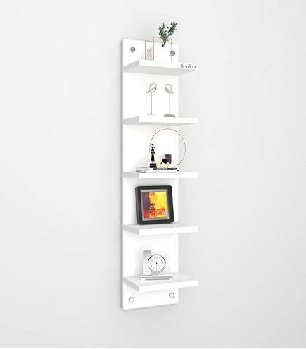 Outink 5 Tiers Corner Shelf With RGB LED Lights, 49.2" Wall Mount Floating Corner Display Shelf For Living Room Bedroom Home Office Decor, APP & Remote Control (Black