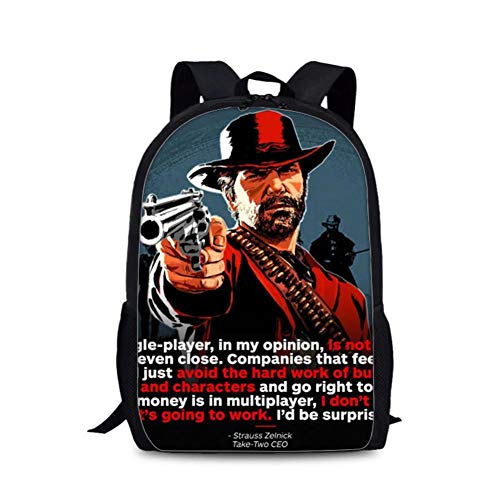 Preisvergleich Produktbild 44 Cm Red Dead Redemption Große Kapazität Schultasche Mädchen Jungen Multi-Compartment Wasserdicht Passt Laptop Schulrucksack