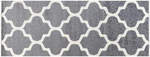 Long Runner Rug - Grey White- Hall Stairs Hallway - Moroccan Trellis Trendy Design - Modern Pattern " CASABLANCA " 70 x 60 cm ( 2ft4" x 1ft12" )