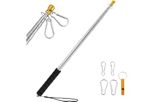 9,8ft / 3 m teleskopflaggstång, bärbar utdragbar handflaggstång av robust rostfritt stål, hopfällbar med 4 fästklämmor för resestege, 9,8 x 150 cm flaggor, fester och evenemang