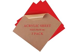 Uadme Fogli Acrilici Taglio Laser, 3 Pezzi Fogli di Plastica 3 mm, 30cm x 30cm Pannelli Acrilico, per Insegne Incise al Laser, Realizzazione di Modelli, Decorazioni per la Casa, Rosso