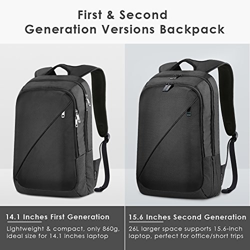 REYLEO Business Rucksack Herren 15 6 Zoll Laptop Tasche Schlanker Tagesrucksack F  r Die Arbeit Und Stadt Wasserdicht Schwarz- 26 Liter RB01 plus