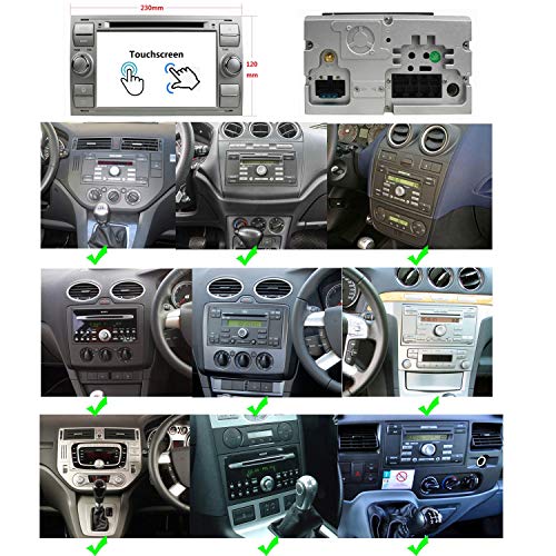 (Plateado) 7 Pulgadas 2 DIN Coche Radio Android 6.0 OS para Ford Focus(2005-2007)/Fiesta(2005-2008)/Kuga(2008-2011)/Mondeo(2003-2007)/S-MAX(2007-2009)/C-MAX(2007-2009)/Galaxy(2005-2007) Dab Radio
