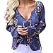 Produktbild TianWlio Frauen Hoodie Kapuzenpullover Pulli Fleecepullover Oberteil Strickjacke Wollpullover Langarm Mode Lässige Langarm Blumendruck V-Neck Shirts Tunika Tops Bluse