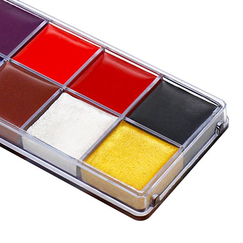 Körpermalfarbe Körperfarbe Set 12x Körperfarben Körpermalfarben Halloween Karneval Make Up Schminke Palette Gesichtsfarbe Bodypaint Bodypainting Schminke für Body und Facepainting, Face Painting Oil Multi-Farben-Verfassungs-Halloween-Kostüm-Kinderfasching Körper (Farbe) - 7