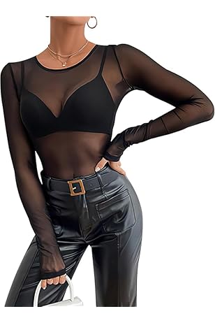 Onderhemden Dames Zwart Stretch Lange Mouwen, Perspectief - Main Image