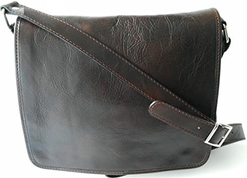 Medium size Luxury Messenger bag and SMARTPHONE CLUTCH (embedded) Best quality leather. Made in Italy. Unisex in Dark Brown color