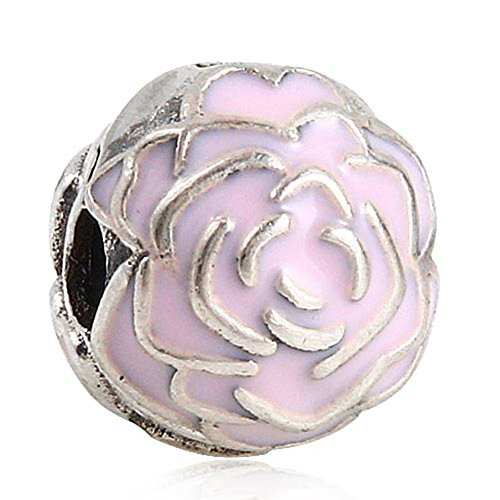 Soulbead Pink Rose Garden Clip Charm Genuine 925 Sterling Silver Stopper Bead for European Bracelet Jewelry by Soulbead