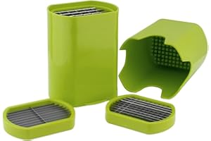SPACE HOME LS Kitchen - Coupe Frite/Legumes Manuel - Livré avec 3 Grilles de Coupe - Découpage des Pommes de Terre Grâce, Coupe Légumes Antidérapant pour Faire des Bâtonnets - Acier Inoxydable et ABS - Vert