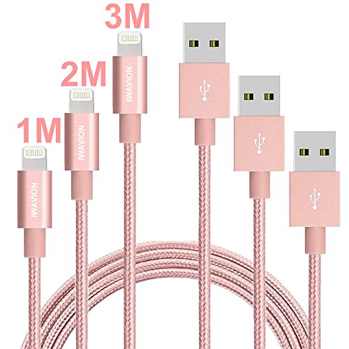 Lightning Cable, IWAVION 3Pack 3FT/6FT/10FT(1M/2M/3M) Nylon Braided 8Pin Syncing and discount