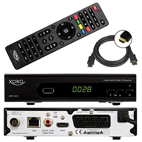 Xoro HRT 7620 FullHD HEVC DVBT/T2 Receiver (HDTV, HDMI, PVR, SCART, USB 2.0, LAN) + DVB-T/ T2 Antenne 20 dB + HDMI Kabel - 2
