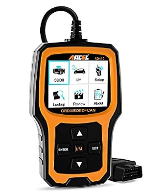ANCEL AD410 OBD II Automobile Lecteur de Code Véhicule Vérifier la Lumière du Moteur Outil de Numérisation Auto OBD2 Scanner avec la Disponibilité I/M (Noir-Orange)