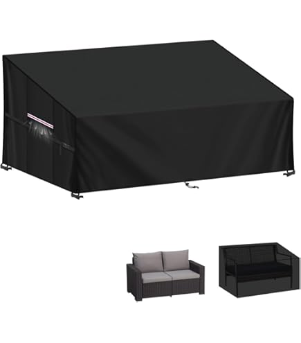 Aipwerer Tuinbankafdekking 3 zits, Beschermhoes voor Tuinbank, Tuinbankhoezen 600D Oxford Weefsel, Waterdicht, Winddicht, UV Bestendig, Scheurvast, Beschermhoes voor Tuinstoelen (165x70x65/94cm