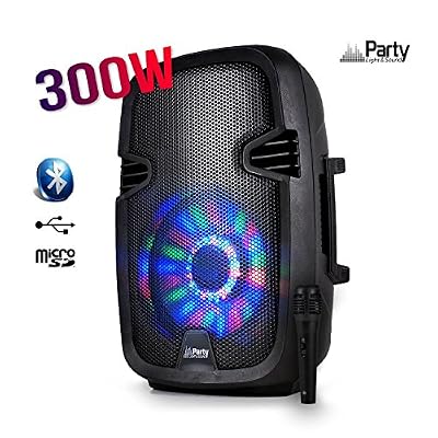 Party sound Enceinte mobile amplifiée 8" 300W à LEDs RVB USB/BLUETOOTH/FM/SD/MICRO