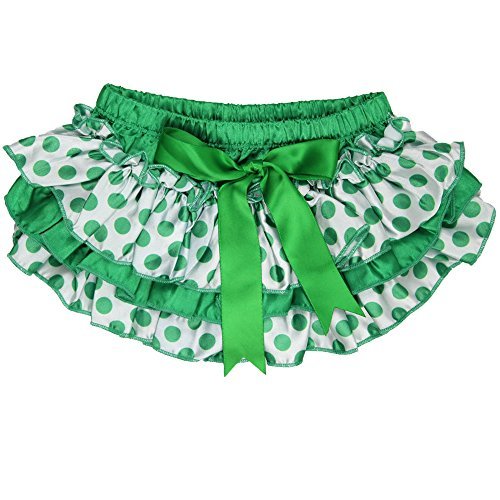 juDanzy Satin baby ruffle bloomers Diaper Covers in a Variety of colors & sizes (6-24 Months, Green and White Polka Dot) Color: Green and White Polka Dot Size: 6-24 Months