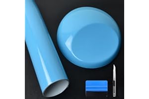 NewL Pellicola adesiva in vinile ad alta lucentezza, colore blu chiaro, autoadesiva, per uso automobilistico (45 cm x 150 cm)