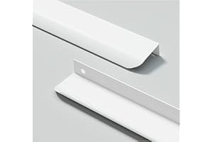 GSHUR Tiradores ocultos para muebles y armarios, 4 unidades, aluminio, tiradores ocultos, tiradores invisibles para muebles, tiradores de cocina, color blanco, 12 cm (borde redondeado)