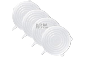 LELE LIFE Lot de 4 couvercles extensibles en silicone de même taille, plus épais, couvercles extensibles pour conservation d'aliments, 20,5cm