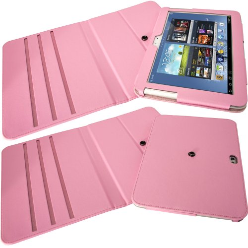 igadgitz Pink Rosa 360° Rotierende Abnehmbare PU Leder Tasche Schutz Hülle Schutzhülle Ledertasche Lederetui Etui Case Cover für Samsung Galaxy Note 10.1 N8000 WiFi 3G Android Tablet + Display Schutzfolie - 3
