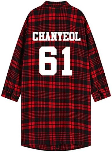 Partiss Unisex BTS Monster JIN Suga Jimin V Long Sleeve Blouse Checkened Shirt Jacket(One Size,61 CHANYEOL)