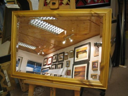 NEW LARGE LIGHT OAK STAINED SOLID PINE WALL AND OVERMANTLE MIRRORS - VARIOUS SIZES AVAILABLE (35" x 25" (89cm x 63cm), Bevel Mirror Glass)