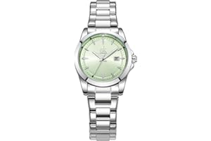 SHENGKE Relojes Minimalistas De Cuarzo para Mujer con Fecha Brazalete De Acero Inoxidable Y Esfera De Color A La Moda