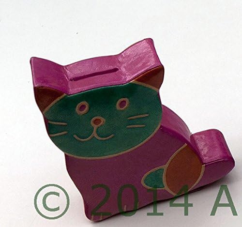 Cat Leather Money Box – Pink 10cm