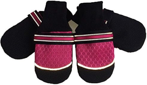 Juuly Dog Boots Shoes Pet Mesh Sneaker Anti-Slip Paw Protector with Reflective Adjustable Velcro Straps for Medium and Large Dog Pink