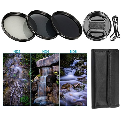 BPS Filtre ND Densit   Neutre 58mm ND2 ND4 ND8   Bouchon d Objectif Avant Snap-On  Sac de Filtre pour Canon Nikon Sony Pentax Olympus et les Autres Reflex Num  rique avec 58 mm Filetage de lentille