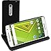 Produktbild PhoneNatic Kunst-Lederhülle für Motorola Moto X Play Book-Case schwarz + 2 Schutzfolien