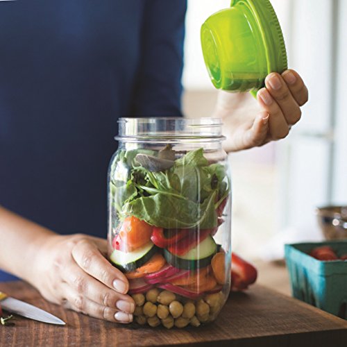 Aladdin 33036 Classic Mason Salad Jar 1l, Salatbox mit extra Dressingaufbewahrung, grün - 3
