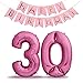 Produktbild XXL Folien-Luftballons 30 Pink + Happy Birthday Girlande | Riesen Zahlen-Luftballons | 40" 101CM | Perfekte Geburtstagsdeko Rosa | Fliegt mit Helium