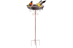 QINGYIWL Vogeltränke Stehend, 76x24cm Vogelbad für Draußen Garten, Wassertränke für Vögel für Blumenbeete, Rasenflächen, Antike Erscheinung (Eisen)