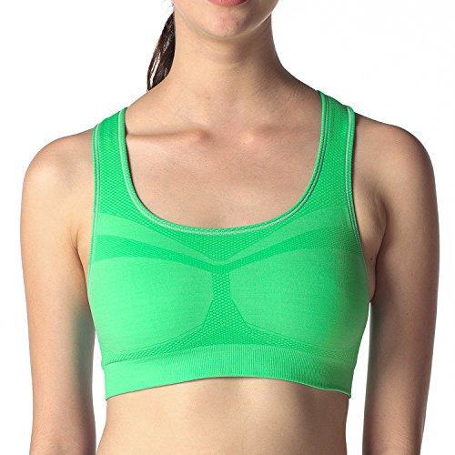 Lapasa Damen Yoga Sport-BH, Nahtlos, Racerback, Push Up ohne Bügel, Sport Bustier, mittlerer Halt für Yoga und Fitness-Training, geschmeidig und luftig, L008