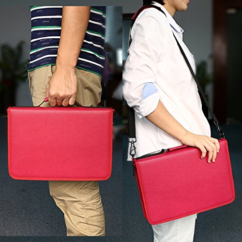 Niutop 160 Caso del maquillaje de la caja del cuero de la PU ranuras port  til de m  ltiples capas estacionario Con correa ajustable con la caja de l  pices de colores l  piz cremalleras para l  pices  l  pices de acuarela  l  pices  l  pices de colores de madera y fineliner  Rose 