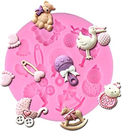 Mini Silicone Suga Fondant and Cake Mold Baby Shower Theme Pink