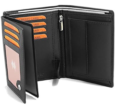 Fa.Volmer Portefeuille pour homme en real cuir - Porte monnaie 12,5 x 9,5 x 2 cm - Format nouveau permis de conduire - Noir