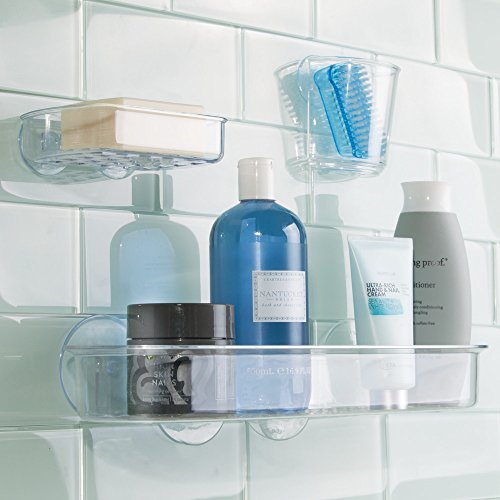 InterDesign Badezimmer-/Dusch-Caddy mit Saugnapf für Shampoo, Conditioner, Seife – Durchsichtig - 6