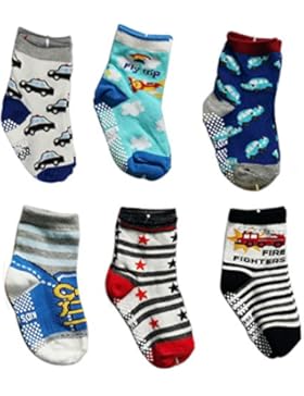 SWEETBB 6 Paare Kinder Anti-Rutschsocken 100% Baumwolle, zufällige Farbe
