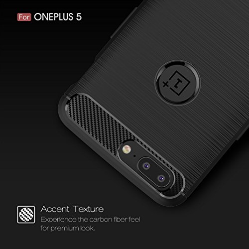 One Plus 5 Funda - Carbon fiber Soft Silicone Case Carcasa Funda para One Plus 5 - Negro