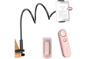 hogance Supporto per Kindle con RF Telecomando Pagina Turner (HKRC002, Rosa), Supporto per Lettore di eBook e Telecomando volta pagina, Accessori per la Lettura di Kindle/iPad/Tablet