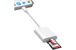 AVIGERS Lector Tarjetas SD para iPhone 5-14 Gama/iPad (Lightening Port), SD Card Reader con 2 Ranuras, Tarjeta SD y Micro SD Ranura, Leitor Cartao SD Plug and Play, SD Card Reader