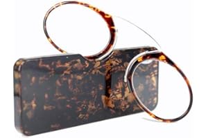 MMOWW Gafas de lectura unisex diseño de nariz de clip gafas de lectura portátiles diseño antideslizante gafas de lectura compactas(marrón,+2.0)