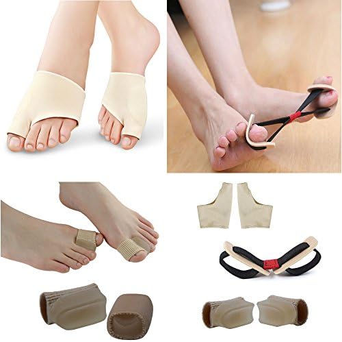 Gel Pad Bunion Sleeves, Gel Bunion Toe Separators &amp; Big Toe Strap Bunion Straightener Toe Stretcher Alignment Kit - 5 Pcs PlantarProof Bunion Corrector &amp; Toe Spacers. Treat Bunion &amp; Ball of Foot with these Toe Caps Bunion Pads.