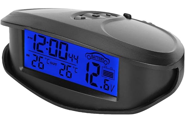 Thermomètre Suuonee, EC98 numérique LED voiture thermomètre automobile voltmètre jauge tension testeur avec fonction de temps