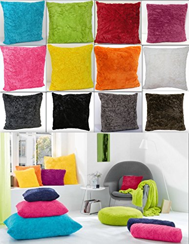 Kissenhülle Kissenbezug Kissen Zottel Plüsch Teddy Fell mit RV 40x40 o. 50x50 cm (Natur, ca. 50x50 cm)