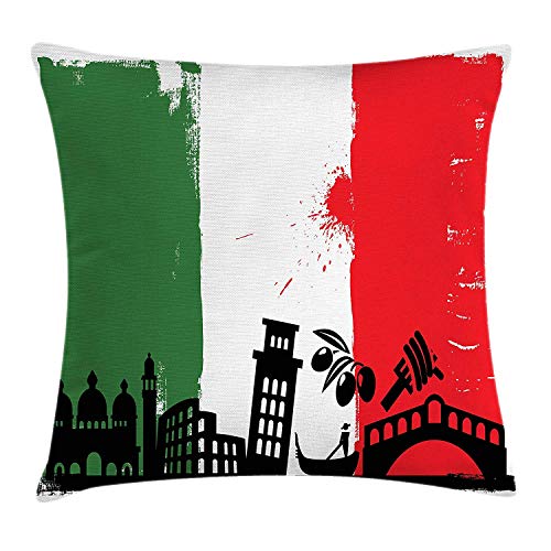 Decorative Accent Pillow Case Lunarable Green Throw Pillow Cushion
