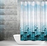 EDLER Textil Duschvorhang 120 x 200 cm 'Stein im Meer' Dunkel Türkis Petrol Schwarz inkl. Ringe